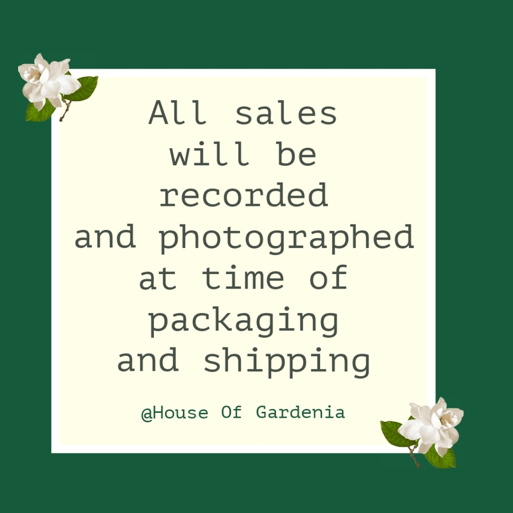 All sales will be recorded and photographed at time of packaging